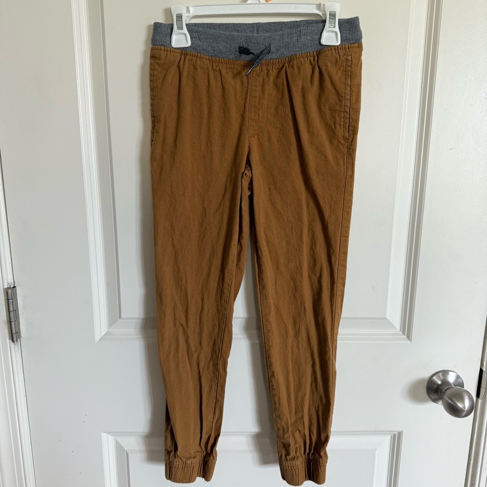 Children’s Place Boys Tan Jogger-Style Pants with Gray Waistband